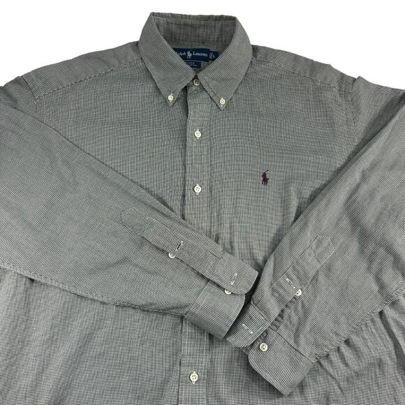 Ralph Lauren Blake Button Down Shirt Size Large Cotton Brown Pony Houndstooth - Picture 11 of 11